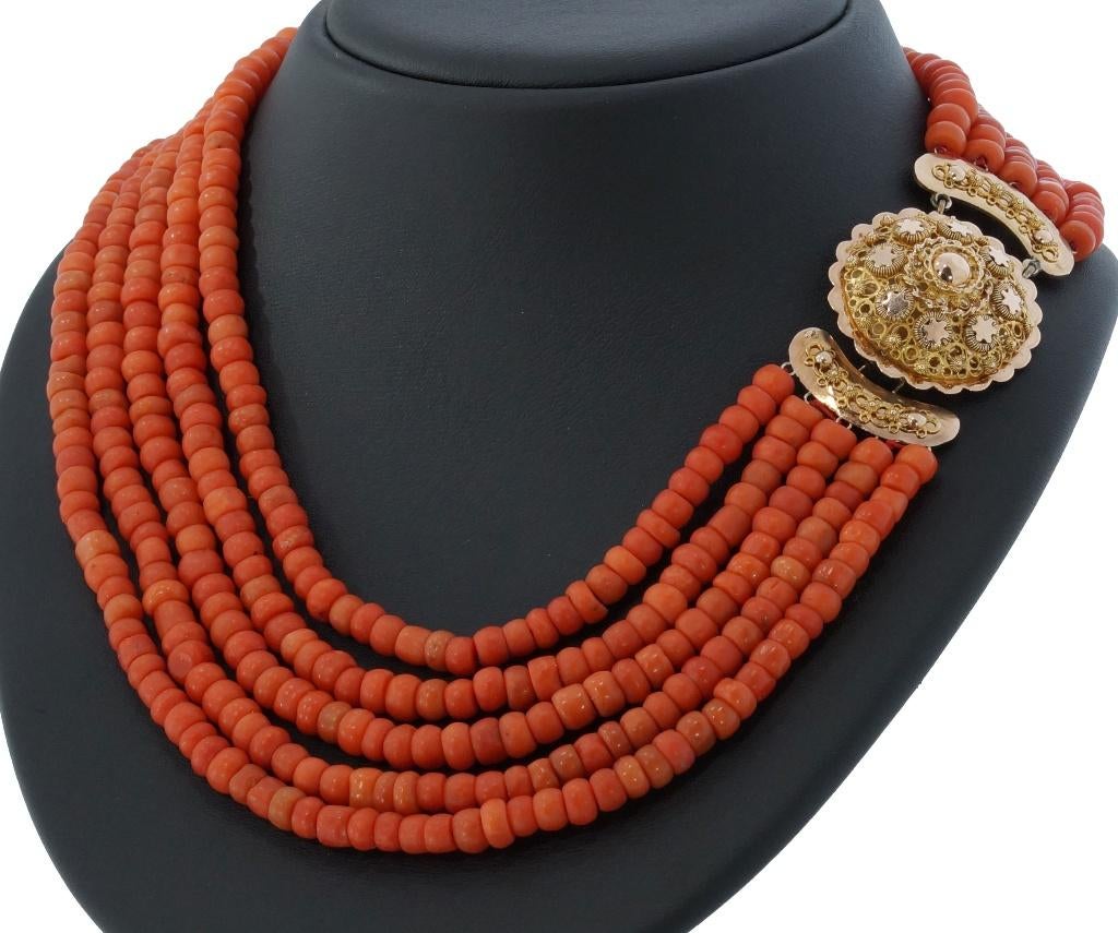 Bloedkoraal antieke ketting fraai 14k gouden slot Zeeland, Sieraden, Tassen en Uiterlijk, Antieke sieraden, Verzenden, Goud, Ketting