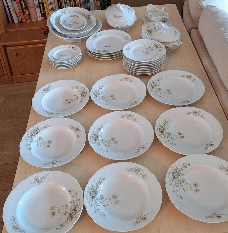 Oud bloemenservies C. Fortmann Den Haag, Huis en Inrichting, Keuken | Servies, Gebruikt, Overige stijlen, Porselein, Ophalen
