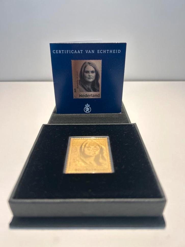 Gouden Postzegel Prinses Amalia - Origineel Doosje, Postzegels en Munten, Postzegels | Nederland, Na 1940, Ophalen of Verzenden
