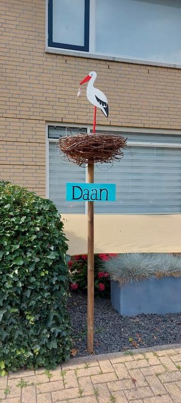 Geboortebord / paal Ooievaar op Nest beschikbaar voor biedingen