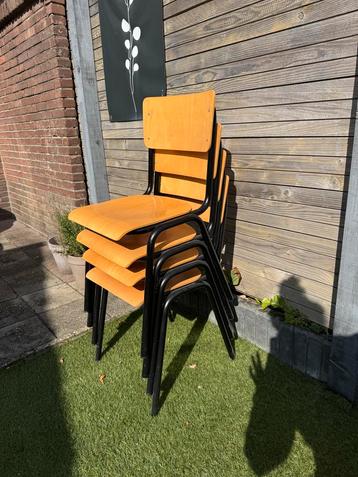 4 Vintage Schoolstoelen - Industrieel Design beschikbaar voor biedingen