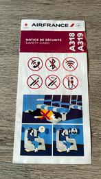 Air France A318/319 en A321 safety card, Ophalen of Verzenden, Zo goed als nieuw, Kaart, Foto of Prent