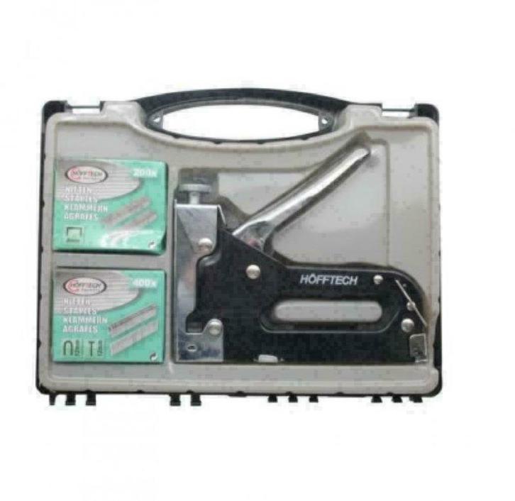 HOFFTECH ZWARE HANDTACKER IN KUNSTSTOF KOFFER  Degelijke zwa, Hobby en Vrije tijd, Knutselen, Nieuw, Overige typen, Ophalen of Verzenden