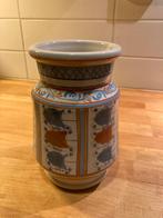 Keramieken vaas blauw met oranje, Huis en Inrichting, Woonaccessoires | Vazen, Gebruikt, Blauw, Aardewerk of Porselein, Ophalen of Verzenden