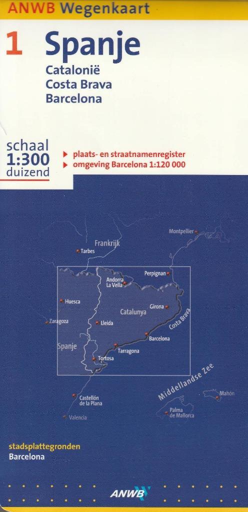 ANWB Wegenkaart Spanje 1 Catalonie, Costa Brava, Barcelona"", Boeken, Atlassen en Landkaarten, Nieuw, Spanje, 2000 tot heden, Ophalen of Verzenden