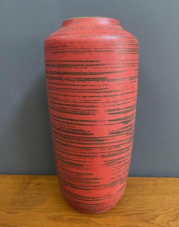 60 70's VAAS NR 6 Grote Scheurich vaas 45cm hoog rood streep beschikbaar voor biedingen