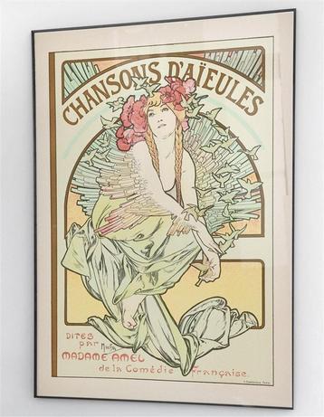Alphonse Mucha Poster Chansons d'Aïeules Art Nouveau Print beschikbaar voor biedingen