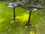 2 metalen bijzettafels 56cm hoog doorsnee 46,5cm, Minder dan 55 cm, Metaal of Aluminium, Rond, Zo goed als nieuw