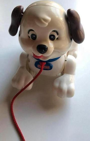 Vintage Fisher Price trekhondje wit beschikbaar voor biedingen