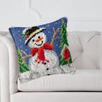 Smyrna, latch hook kussen, diy kit, sneeuwpop 1, zelf maken,, Hobby en Vrije tijd, Hobby en Meer, Hobby en Meer, Nieuw, Ophalen of Verzenden