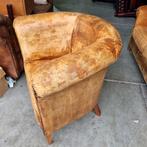 Oude schapenleren fauteuil naturel leer + BEZORGING GRATIS, Gebruikt, Vintage, Ophalen of Verzenden, 75 tot 100 cm