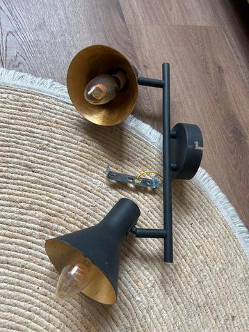 Plafondlamp 2 lampen - Zwart/Goud - 40cm beschikbaar voor biedingen