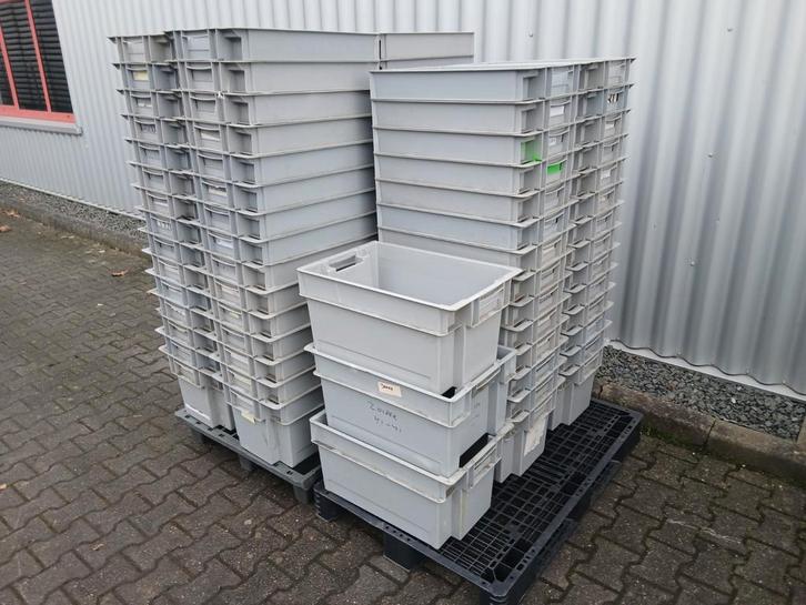 Grijze Kunststof Stapelbakken/nestbaar 60x40x30cm - 40 stuks, Doe-het-zelf en Verbouw, Kratten en Dozen, Gebruikt, Bak of Kist