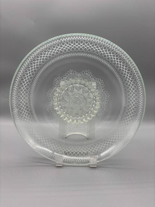 Kristallen bewerkte koekjesschaal 50's, Antiek en Kunst, Antiek | Glas en Kristal, Ophalen of Verzenden