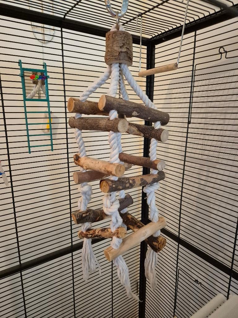Klimtoren touw ladder en klimcirkel vogel, Dieren en Toebehoren, Vogels | Toebehoren, Zo goed als nieuw, Kooi-accessoires, Ophalen of Verzenden