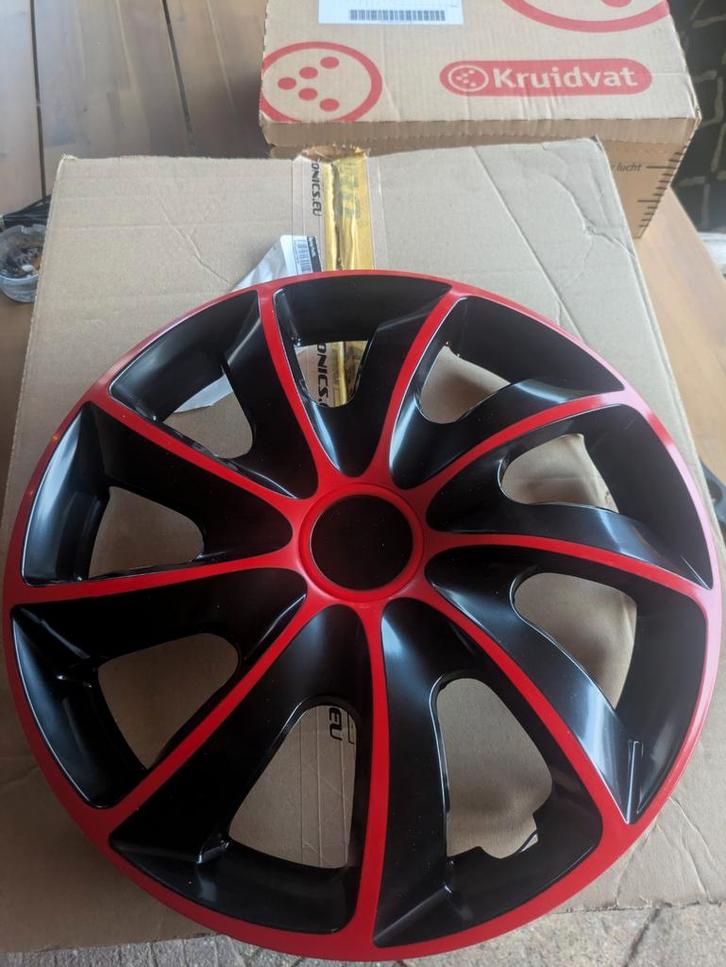 Set van 4 wieldoppen 14 inch - Rood/Zwart, Auto diversen, Wieldoppen, Nieuw, Ophalen of Verzenden