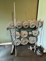 Fitness Halters en Schijven Set, Sport en Fitness, Fitnessmaterialen, Ophalen, Zo goed als nieuw, Armen, Halterset
