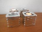 4 waxinelichten steen zilver, Ophalen, Overige materialen, Overige kleuren, Zo goed als nieuw