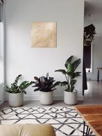 Modern goudkleurig schilderij – 50x50 cm – abstract zonlicht, Ophalen