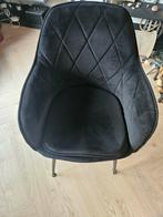 4 Zwarte Velvet Eetkamerstoelen, Ophalen, Overige materialen, Zwart, Zo goed als nieuw