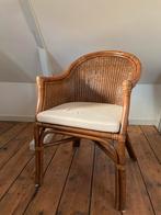 Rotan stoel met kussen, Huis en Inrichting, Stoelen, Ophalen, Gebruikt, Bruin, Riet of Rotan