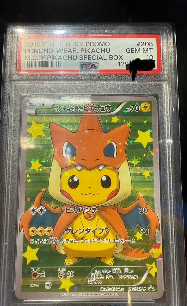 Poncho-Wearing Pikachu Charizard #208 psa10, Hobby en Vrije tijd, Verzamelkaartspellen | Pokémon, Nieuw, Ophalen of Verzenden