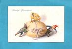 " Vroolijk Paaschfeest " met kaboutertjes/kuikentje  M389, Verzamelen, Ansichtkaarten | Themakaarten, Verzenden, 1920 tot 1940