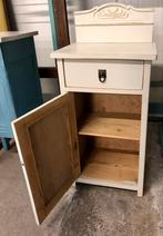 Brocante nachtkastje, houten kastje met lade, Ophalen, Gebruikt, Minder dan 45 cm, Baambrugge
