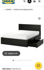 Ikea bed Malm met matras, Ophalen, Zwart, Tweepersoons, 140 cm