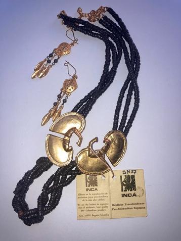 Inca Precolombian Replicas Certif 24 K Plated ketting oorbel beschikbaar voor biedingen