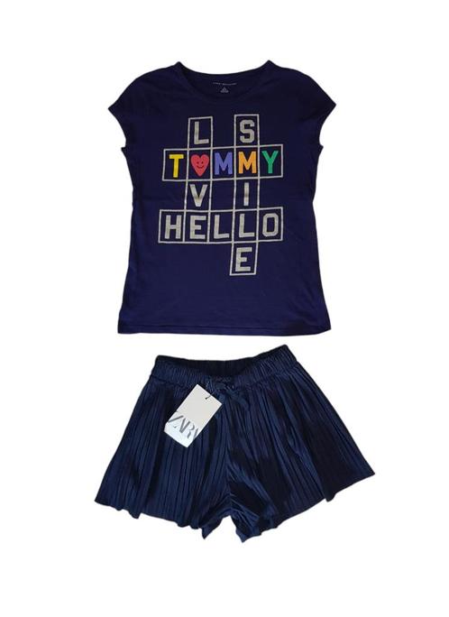 Leuk donker blauw TOMMY HILFIGER shirt mt M/ 8-10/ 128-140., Kinderen en Baby's, Kinderkleding | Maat 134, Zo goed als nieuw, Meisje
