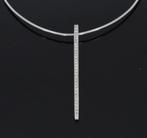 34 diamanten 18k wit gouden staafhanger luxe dames design, Ophalen of Verzenden, Zo goed als nieuw, Met edelsteen, Info@voordeelsieraden.nl