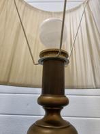 tafellamp messing zwaar vintage met creme kap, Ophalen of Verzenden