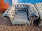 Set van 2 XL oversized Chesterfield fauteuils + BEZORGING, Huis en Inrichting, Fauteuils, Ophalen of Verzenden, Gebruikt, Leer