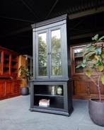 Hoge zwarte Vitrinekast | Buffetkast | Boekenkast | #2337, Huis en Inrichting, Kasten | Buffetkasten, Niet ingevuld, 100 tot 150 cm