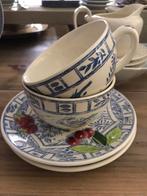 Kop en schotel Gien Oiseau bleu, Huis en Inrichting, Keuken | Servies, Ophalen of Verzenden, Zo goed als nieuw, Overige stijlen