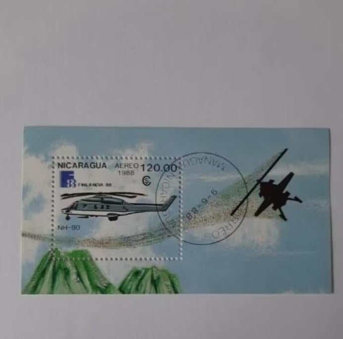Nicaragua 1988, Helicopter, Ophalen of Verzenden, Gestempeld, Midden-Amerika