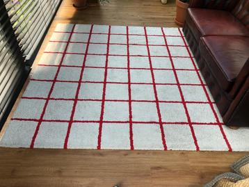 Ikea simested rood creme geruit tapijt 200 bij 200 cm beschikbaar voor biedingen