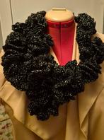 Swirl sjaal, Boa, gehaakt, zwart met zilver, kerst kado, Ophalen of Verzenden, Zo goed als nieuw, One size fits all
