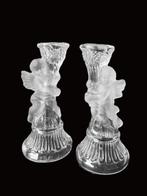 2 glazen kandelaars met engeltjes, Ophalen of Verzenden