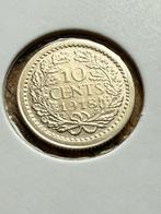10 cent 1918 wilhelmina, Postzegels en Munten, Munten | Nederland, Zilver, Ophalen of Verzenden, 10 cent, Koningin Wilhelmina