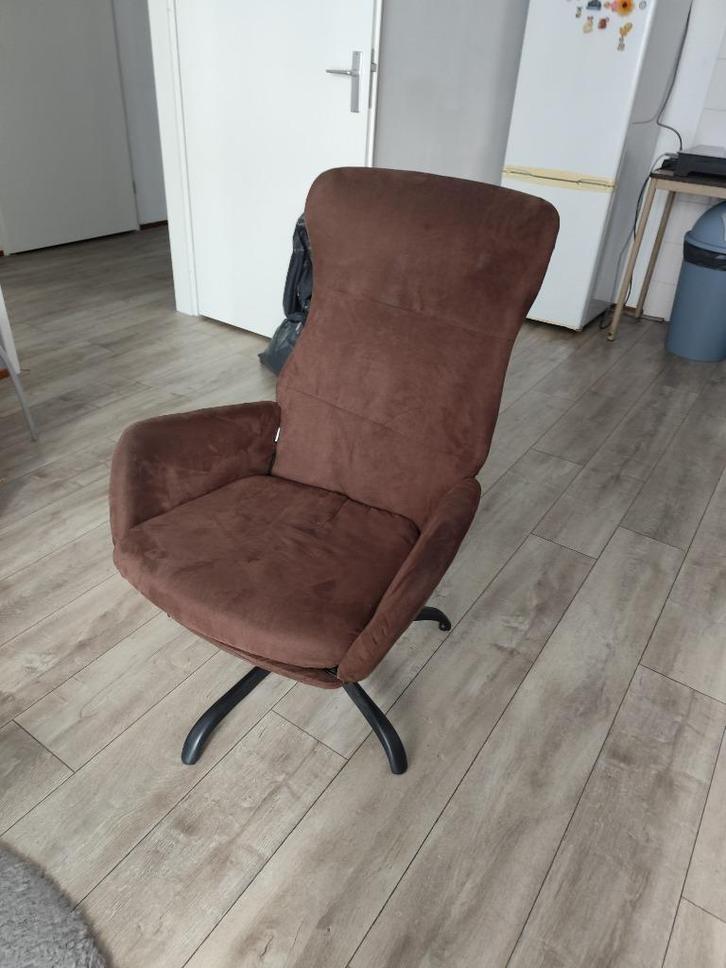 Comfortabele Draaifauteuil - Bruin Microvezel, Huis en Inrichting, Fauteuils, Gebruikt, Kunststof, Metaal, Stof, Overige materialen