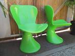 2 stoelen groen kunststof space age vintage design retro, Kunststof, Gebruikt, Twee, Overige kleuren