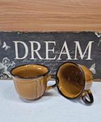 2 vintage aardewerk mokjes van Pruszkow Polen, Antiek en Kunst, Ophalen of Verzenden