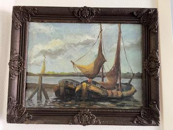 Klassiek schilderij: Bootjes op het water beschikbaar voor biedingen