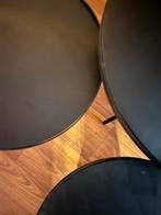 Set van 3 zwarte ronde bijzettafeltjes, Huis en Inrichting, Ophalen of Verzenden, Gebruikt, Rond, Metaal of Aluminium