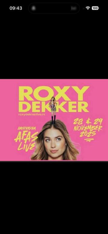 Twee kaartjes voor de middag show van roxy dekker beschikbaar voor biedingen
