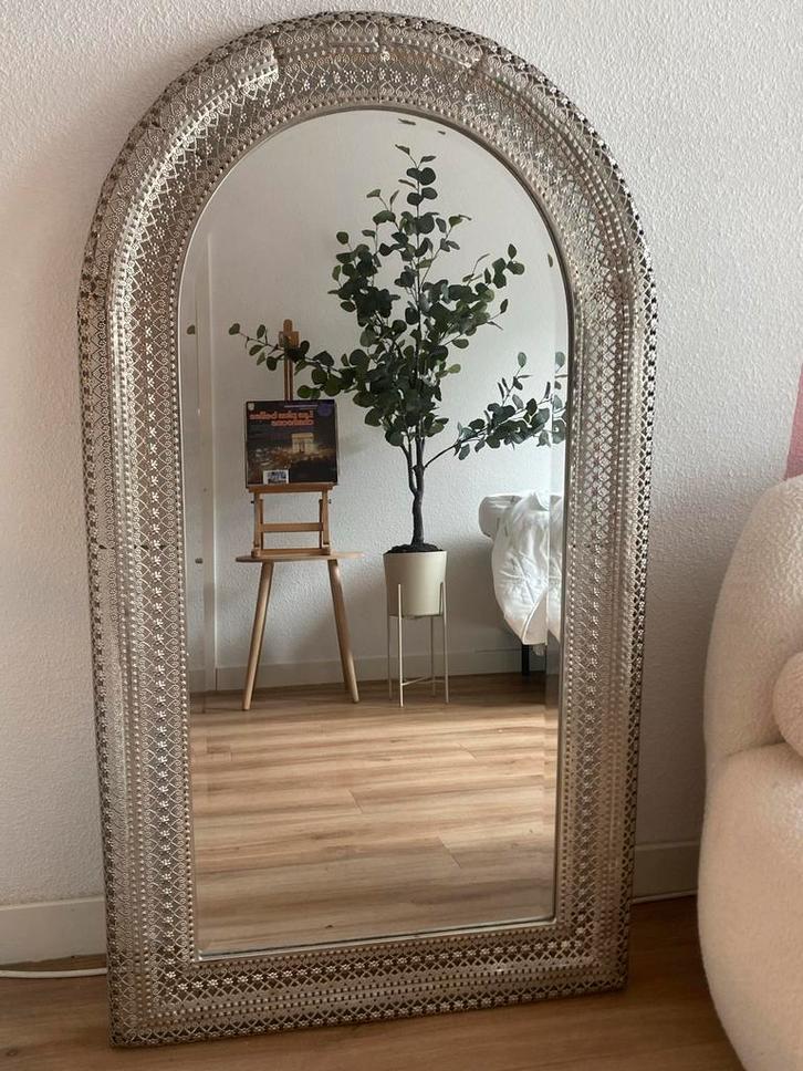 Zilveren Marokkaanse Spiegel - Oosterse Sfeer, Huis en Inrichting, Woonaccessoires | Spiegels, Gebruikt, 75 tot 100 cm, 150 tot 200 cm