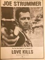Paginagrote A3 advertentie JOE STRUMMER Love Kills release, Ophalen of Verzenden