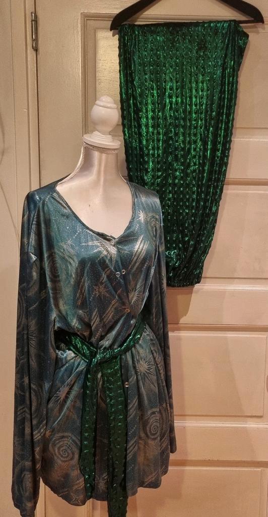 Mooie groene Oosterse verkleedset top, broek en riem unisex, Kleding | Dames, Carnavalskleding en Feestkleding, Zo goed als nieuw